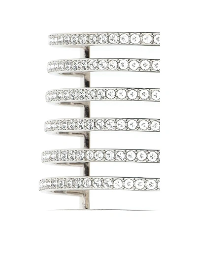 Shop Amina Muaddi Bracelets In White Crystal Silver