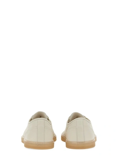 Shop Lemaire Leather Lace-up Sneakers In White
