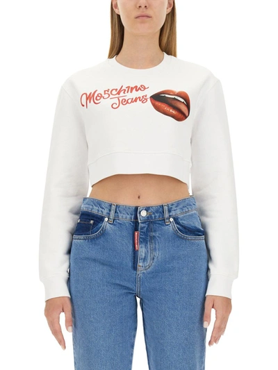 Shop Moschino Jeans Sweatshirt With Logo In White