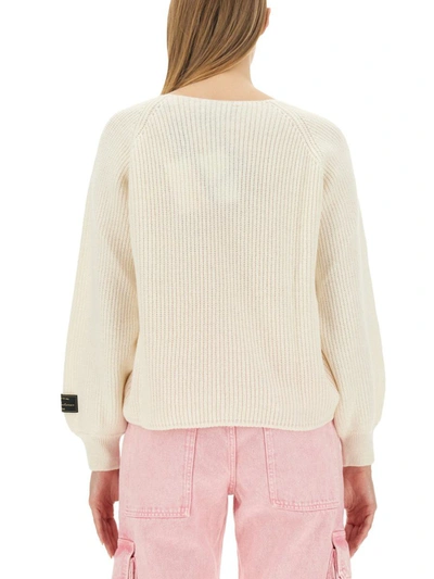 Shop Msgm Knotted Sweater In White