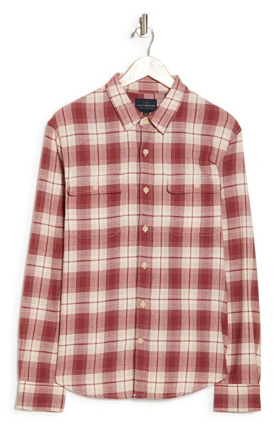 Shop Lucky Brand Grom Plaid Humboldt Stretch Cotton Button-up Shirt In Red Multi