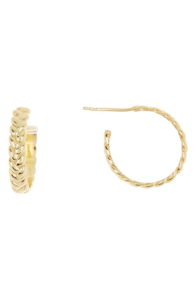 Shop Argento Vivo Sterling Silver Braided Hoop Earrings In Gold