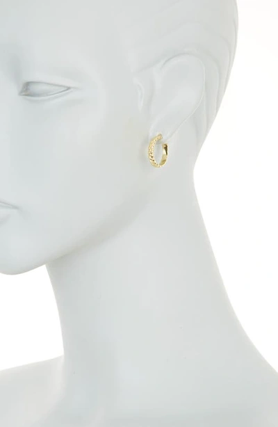 Shop Argento Vivo Sterling Silver Braided Hoop Earrings In Gold