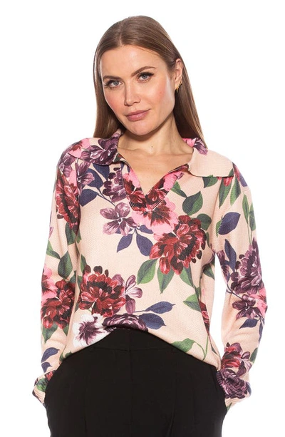 Shop Alexia Admor Evander Retro Ruby Notch Neck Tunic Top In Beige Floral