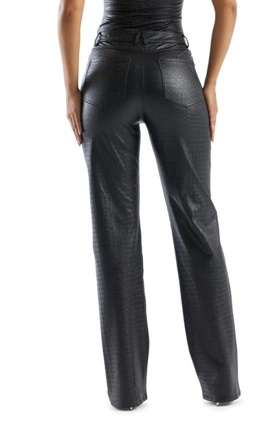 Shop Naked Wardrobe Straight Croc Faux Leather Straight Leg Pants In Black