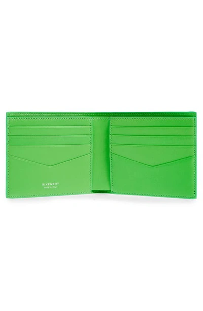 Shop Givenchy 4g-motif Leather Bifold Wallet In Black/ Green
