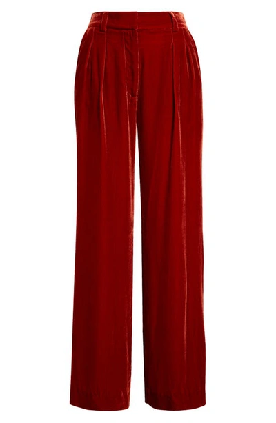 Shop Ulla Johnson Veronica Wide Leg Velvet Pants In Carnelian