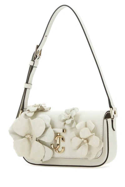 Shop Jimmy Choo Woman White Leather Avenue Mini Shoulder Bag