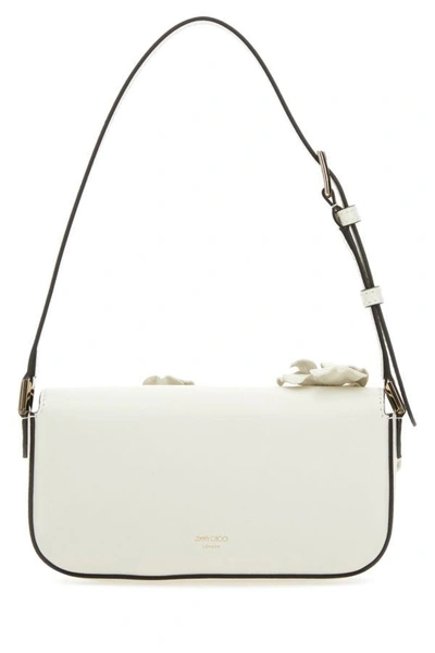 Shop Jimmy Choo Woman White Leather Avenue Mini Shoulder Bag