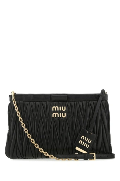 Shop Miu Miu Woman Black Nappa Leather Crossbody Bag