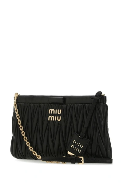 Shop Miu Miu Woman Black Nappa Leather Crossbody Bag
