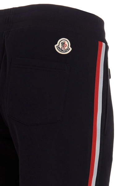 Shop Moncler Men Joggers With Contrasting Bands In Blue