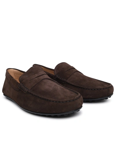 Shop Tod's Brown Suede Loafers Man