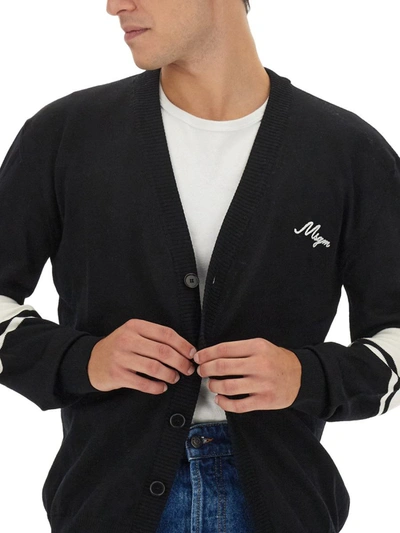 Shop Msgm Cardigan With Logo In Black