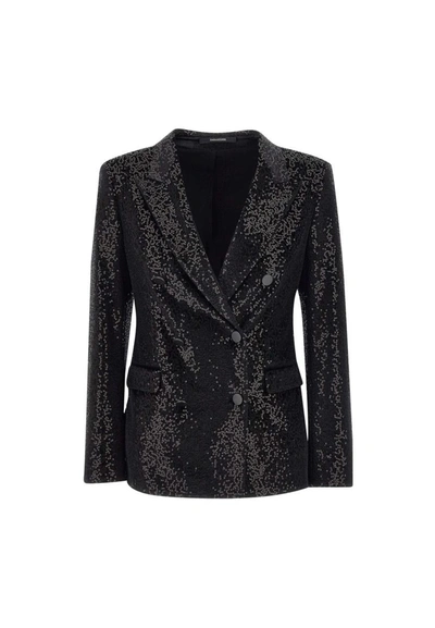 Shop Tagliatore Double-breasted Blazer With Sequins "paris" In Black