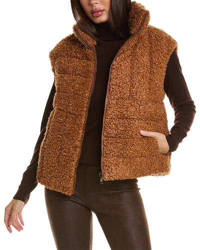 Shop Adrienne Landau Sherpa Reversible Vest In Brown