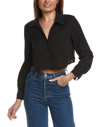 Shop Reveriee Cropped Shirt In Black
