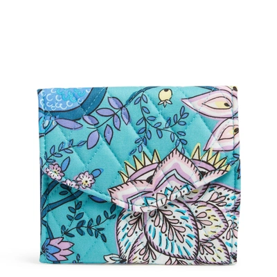 Shop Vera Bradley Cotton Rfid Mini Tri-fold Wallet In Blue