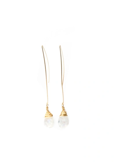 Shop A Blonde And Her Bag Jill Long Wire Drop Earring In Moonstone In Silver