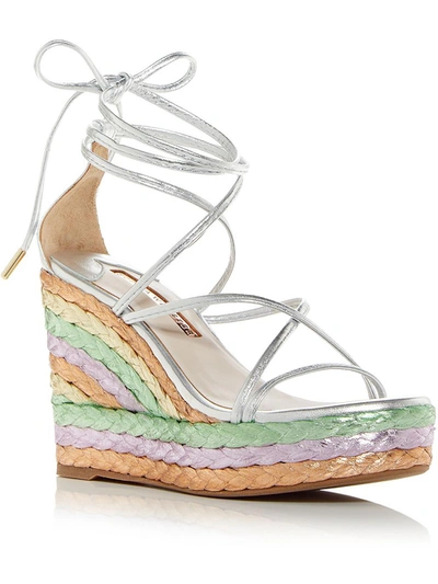 Shop Sophia Webster Ines Womens Leather Open Toe Wedge Heels In Multi