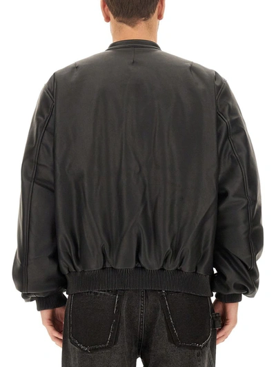 Shop 3paradis 3.paradis Leatherette Bomber Jacket In Black