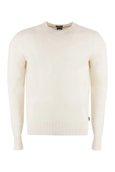 Shop Hugo Boss Boss Crew-neck Cashmere Sweater In White