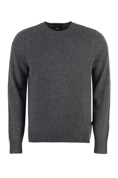 Shop Hugo Boss Boss Crew-neck Cashmere Sweater In Grey
