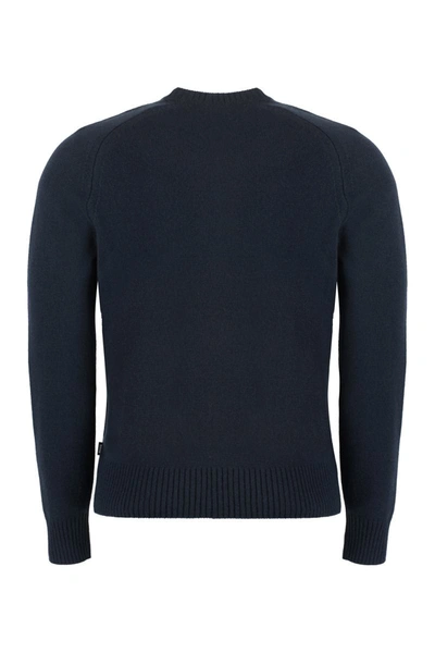 Shop Hugo Boss Boss Crew-neck Cashmere Sweater In Blue