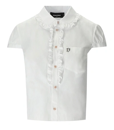 Shop Dsquared2 Little Ruffled White Shirt