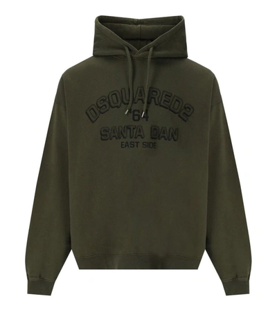 Shop Dsquared2 Loose Fit Military Green Hoodie