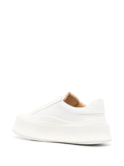 Jil Sander Woman Sneakers Ivory Size 10 Soft Leather In White