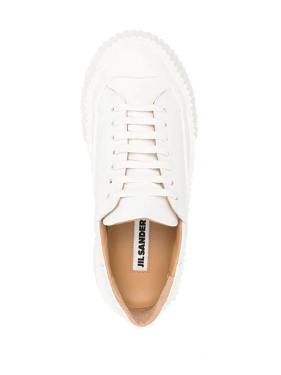 Jil Sander Woman Sneakers Ivory Size 10 Soft Leather In White