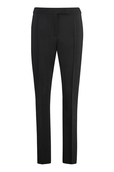 Shop Max Mara Wool Straight-leg Trousers In Black