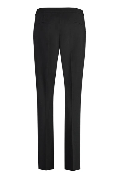 Shop Max Mara Wool Straight-leg Trousers In Black