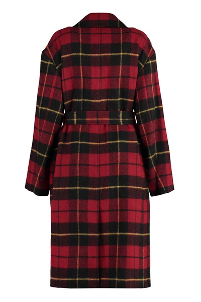 Shop Polo Ralph Lauren Checked Wool Coat In Red