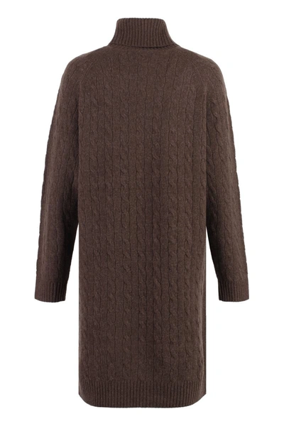 Shop Polo Ralph Lauren Knitted Turtleneck Dress In Brown