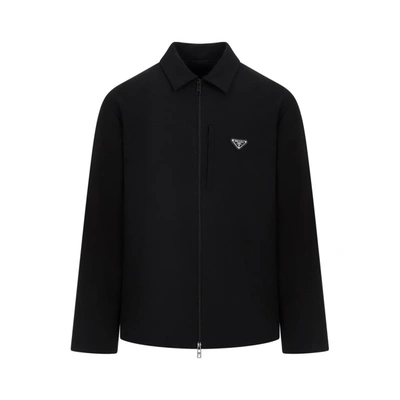 Shop Prada Tech Fabric Shirt Jacket In Black