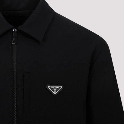 Shop Prada Tech Fabric Shirt Jacket In Black