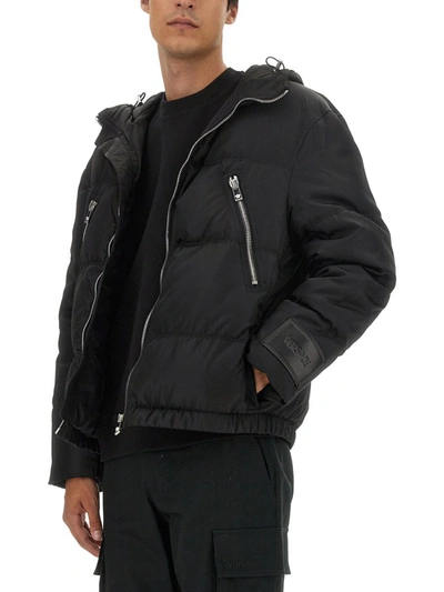 Shop Versace Padded Nylon Jacket In Black