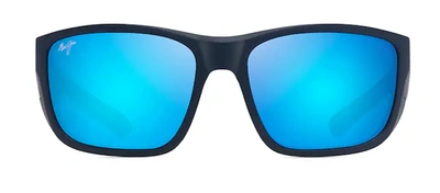 Shop Maui Jim Amberjack Mj B896-03 Wrap Polarized Sunglasses In Blue