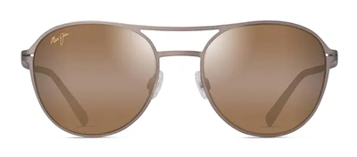 Shop Maui Jim Half Moon Mj H890-01 Round Polarized Sunglasses In Brown