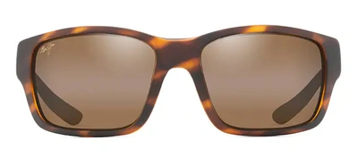 Shop Maui Jim Mangroves Mj H604-10 Wrap Polarized Sunglasses In Brown