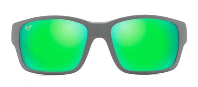 Shop Maui Jim Mangroves Mj Gm604-14 Wrap Polarized Sunglasses In Green