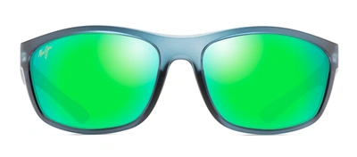 Shop Maui Jim Nu'u Landing Mj Gm869-03 Wrap Polarized Sunglasses In Green