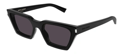 Shop Saint Laurent Sl 633 Calista 001 Cat Eye Sunglasses In Grey