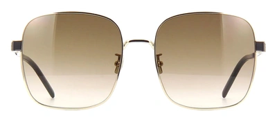 Shop Saint Laurent Slm75 004 Oversized Square Sunglasses In Brown