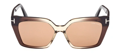 Shop Tom Ford Winona W Ft1030 47j Cat Eye Sunglasses In Brown