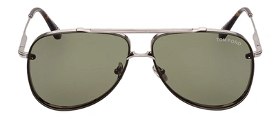 Shop Tom Ford Leon M Ft1071 14n Aviator Sunglasses In Green