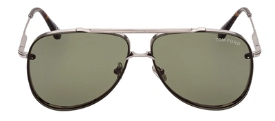 Tom Ford Leon 14n Aviator Sunglasses In Green