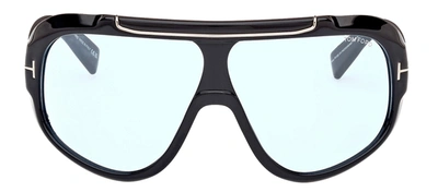 Shop Tom Ford Rellen W Ft1093 01v Mask Sunglasses In Blue
